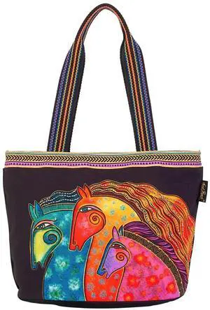 Laurel Burch Tres Caballos Horses Medium Shoulder Tote Bag, 14.5 x 6 x 10" Laurel Burch Tres Caballos Horses Medium Shoulder Tote Bag, 14.5 x 6 x 10"