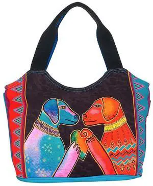 Laurel Burch Heartfelt Dogs Medium Scoop Tote, 14" x 5.5" x 8.5" Laurel Burch Heartfelt Dogs Medium Scoop Tote, 14" x 5.5" x 8.5"