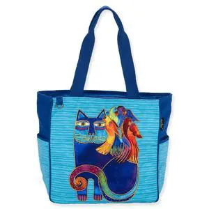 Laurel Burch Catmandu Tote Shoulder Bag with Vibrant Cat Print, 17" x 6.5" x 14" Laurel Burch Catmandu Tote Shoulder Bag with Vibrant Cat Print, 17" x 6.5" x 14"
