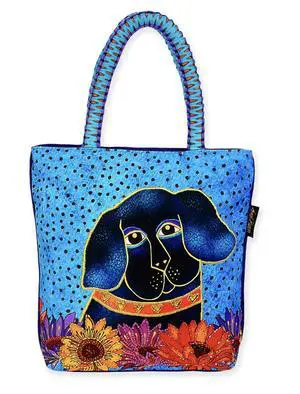 Laurel Burch Matisse in Flowers Black Lab Dog Medium Tote, 10" x 3" x 10.25" Laurel Burch Matisse in Flowers Black Lab Dog Medium Tote, 10" x 3" x 10.25"