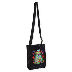 Laurel Burch Cat Flower Power Medium Crossbody, 10" x 2.5" x 7" Laurel Burch Cat Flower Power Medium Crossbody, 10" x 2.5" x 7"