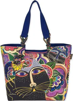 Laurel Burch Shoulder Tote, 21 by 5 by 15-Inch, Carlotta's Cats Laurel Burch Shoulder Tote, 21 by 5 by 15-Inch, Carlotta's Cats