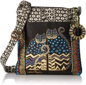 Laurel Burch LB4315 Crossbody Tote w/ Zipper Top, Spotted Cats, Polka Dot Gatos Laurel Burch LB4315 Crossbody Tote w/ Zipper Top, Spotted Cats, Polka Dot Gatos