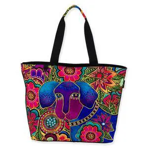 Laurel Burch Astra Bleu Pup Large Tote Dog Print Shoulder Bag, 19 x 5.5 x 14.5" Laurel Burch Astra Bleu Pup Large Tote Dog Print Shoulder Bag, 19 x 5.5 x 14.5"