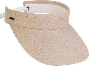 Sun N Sand Women's Adjustable Coil Visor UV 50, Brim 3.5", Solid Beige Sun N Sand Women's Adjustable Coil Visor UV 50, Brim 3.5", Solid Beige