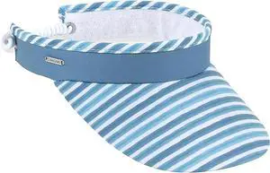 Sun N Sand Women's Adjustable Coil Visor UV 50, Brim 3.5", Turquoise Stripes Sun N Sand Women's Adjustable Coil Visor UV 50, Brim 3.5", Turquoise Stripes