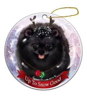 Holiday Pet Gifts Black Pomeranian Dog Porcelain Christmas Ornament Holiday Pet Gifts Black Pomeranian Dog Porcelain Christmas Ornament