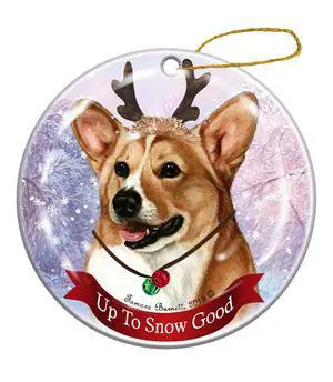 Holiday Pet Gifts Tan and White Corgi Dog Porcelain Christmas Ornament Holiday Pet Gifts Tan and White Corgi Dog Porcelain Christmas Ornament