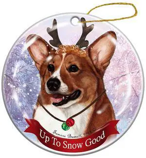 Holiday Pet Gifts Pembroke Corgi Red/White Dog Porcelain Christmas Ornament Holiday Pet Gifts Pembroke Corgi Red/White Dog Porcelain Christmas Ornament
