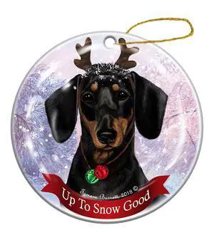 Holiday Pet Gifts Black & Tan Short Hair Dachshund Dog Porcelain Christmas Ornament Holiday Pet Gifts Black & Tan Short Hair Dachshund Dog Porcelain Christmas Ornament