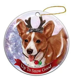 Holiday Pet Gifts Cardigan Corgi Red/White Dog Porcelain Christmas Ornament Holiday Pet Gifts Cardigan Corgi Red/White Dog Porcelain Christmas Ornament