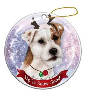 Holiday Pet Gifts Jack Russell Wirehair Tan/White Dog Porcelain Christmas Ornament Holiday Pet Gifts Jack Russell Wirehair Tan/White Dog Porcelain Christmas Ornament