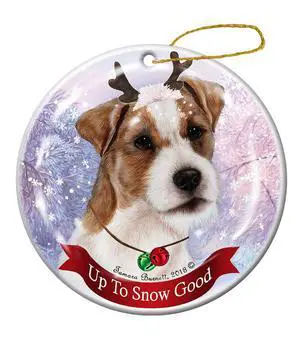 Holiday Pet Gifts Jack Russell Wirehair Brown/White Dog Porcelain Christmas Ornament Holiday Pet Gifts Jack Russell Wirehair Brown/White Dog Porcelain Christmas Ornament