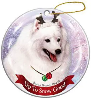 Holiday Pet Gifts Japanese Spitz White Dog Porcelain Christmas Ornament Holiday Pet Gifts Japanese Spitz White Dog Porcelain Christmas Ornament