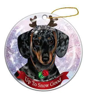 Holiday Pet Gifts Dachshund SH Dark Dapple Dog Porcelain Christmas Ornament Holiday Pet Gifts Dachshund SH Dark Dapple Dog Porcelain Christmas Ornament