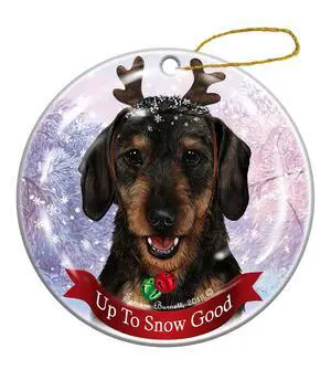 Holiday Pet Gifts Dachshund Wirehair Black/Tan Dog Porcelain Christmas Ornament Holiday Pet Gifts Dachshund Wirehair Black/Tan Dog Porcelain Christmas Ornament
