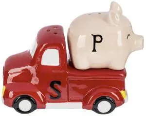Ganz Bless This Farm Stacking Salt/Pepper Shaker Set, Pig & Red Truck Ganz Bless This Farm Stacking Salt/Pepper Shaker Set, Pig & Red Truck