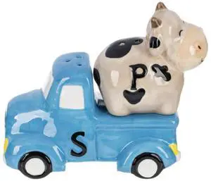 Ganz Bless This Farm Stacking Salt/Pepper Shaker Set, Cow & Red Truck Ganz Bless This Farm Stacking Salt/Pepper Shaker Set, Cow & Red Truck