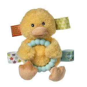Taggies Soft Baby Rattle w/ Teether Ring & Sensory Tags, 6", Yellow Dunkin Duck Taggies Soft Baby Rattle w/ Teether Ring & Sensory Tags, 6", Yellow Dunkin Duck