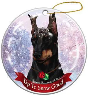Holiday Pet Gifts Manchester Terrier Reindeer Dog Porcelain Christmas Ornament Holiday Pet Gifts Manchester Terrier Reindeer Dog Porcelain Christmas Ornament