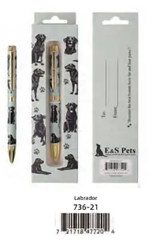 E&S Pets Refillable Ball Point Pen in Gift Box, Black Labrador Retriever Dog E&S Pets Refillable Ball Point Pen in Gift Box, Black Labrador Retriever Dog