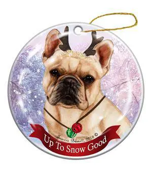 Holiday Pet Gifts Cream French Bulldog Dog Porcelain Christmas Ornament Holiday Pet Gifts Cream French Bulldog Dog Porcelain Christmas Ornament