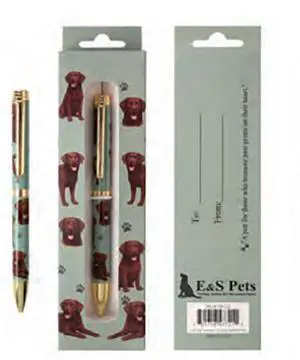 E&S Pets Refillable Ball Point Pen in Gift Box, Chocolate Labrador Retriever Dog E&S Pets Refillable Ball Point Pen in Gift Box, Chocolate Labrador Retriever Dog