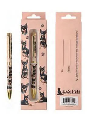E&S Pets Refillable Ball Point Pen in Gift Box, Black Chihuahua Dog E&S Pets Refillable Ball Point Pen in Gift Box, Black Chihuahua Dog