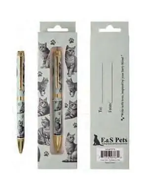 E&S Pets Refillable Ball Point Pen in Gift Box, Silver Tabby Cat E&S Pets Refillable Ball Point Pen in Gift Box, Silver Tabby Cat