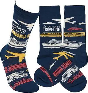 Primitives by Kathy - I'd Rather Be Traveling Unisex Socks, One Size Primitives by Kathy - I'd Rather Be Traveling Unisex Socks, One Size