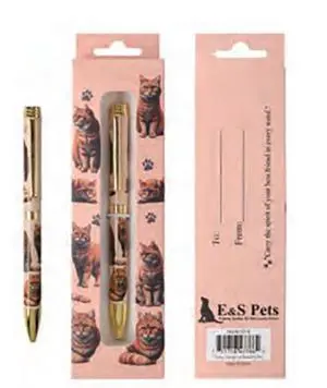 E&S Pets Refillable Ball Point Pen in Gift Box, Orange Tabby Cat E&S Pets Refillable Ball Point Pen in Gift Box, Orange Tabby Cat