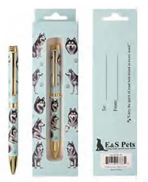 E&S Pets Refillable Ball Point Pen in Gift Box, Siberian Husky Dog E&S Pets Refillable Ball Point Pen in Gift Box, Siberian Husky Dog