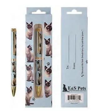 E&S Pets Refillable Ball Point Pen in Gift Box, Siamese Cat E&S Pets Refillable Ball Point Pen in Gift Box, Siamese Cat