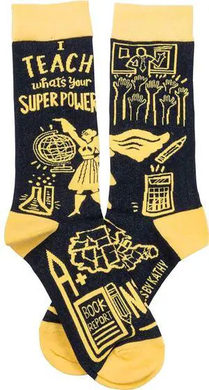 Primitives by Kathy 36270 Novelty Socks, One Size Fits Most, I Teach Primitives by Kathy 36270 Novelty Socks, One Size Fits Most, I Teach