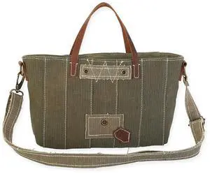 Uchi Nellie Khaki Upcycled Tent Small Hand Tote / Crossbody Bag Uchi Nellie Khaki Upcycled Tent Small Hand Tote / Crossbody Bag