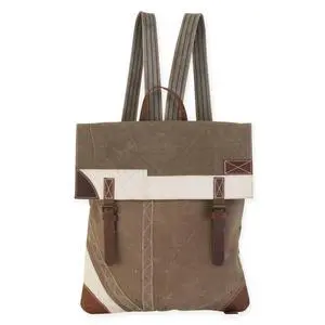 Canvas Backpack Vintage Rucksack Recycled Canvas Tent with Real Leather Trim Canvas Backpack Vintage Rucksack Recycled Canvas Tent with Real Leather Trim