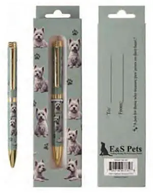 E&S Pets Refillable Ball Point Pen in Gift Box, West Highland Terrier E&S Pets Refillable Ball Point Pen in Gift Box, West Highland Terrier