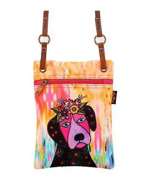 Laurel Burch Violet Puppy Dog with Flowers Small Crossbody Bag, 6.5x 8.5 Laurel Burch Violet Puppy Dog with Flowers Small Crossbody Bag, 6.5x 8.5