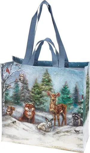 Primitives By Kathy Market Tote -Winter Family, Deer, Fox, Raccoon, Rabbit Primitives By Kathy Market Tote -Winter Family, Deer, Fox, Raccoon, Rabbit