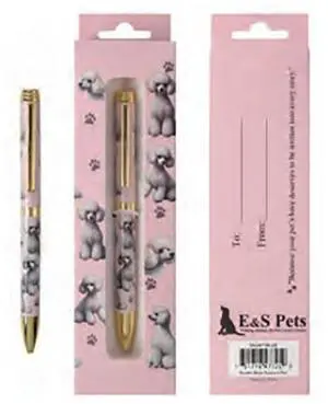 E&S Pets Refillable Ball Point Pen in Gift Box, White Poodle E&S Pets Refillable Ball Point Pen in Gift Box, White Poodle