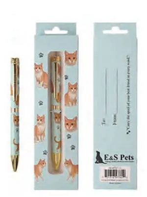 E&S Pets Refillable Ball Point Pen in Gift Box, Orange and White Cat E&S Pets Refillable Ball Point Pen in Gift Box, Orange and White Cat