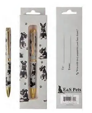 E&S Pets Refillable Ball Point Pen in Gift Box, Schnauzer, Cropped E&S Pets Refillable Ball Point Pen in Gift Box, Schnauzer, Cropped