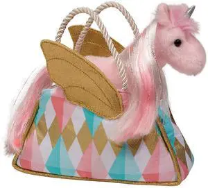 Douglas Plush Fancy Sak Purse Tote with Pink Unicorn Stuffed Animal, 7" Douglas Plush Fancy Sak Purse Tote with Pink Unicorn Stuffed Animal, 7"