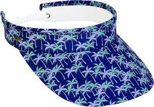 Sun N Sand Women's Adjustable Coil Visor UV 50, Brim 3.5", Blue w Green Palms Sun N Sand Women's Adjustable Coil Visor UV 50, Brim 3.5", Blue w Green Palms