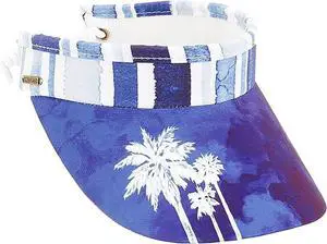Sun N Sand Women's Adjustable Coil Visor UV 50, Brim 3.5", Blue Palm Sun N Sand Women's Adjustable Coil Visor UV 50, Brim 3.5", Blue Palm