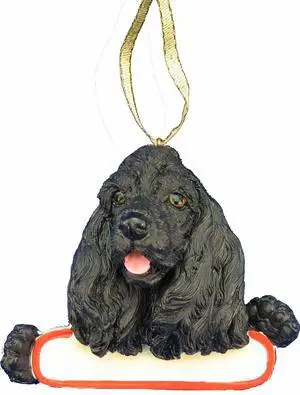Cocker Spaniel Black Ornament "Santa's Pals" With Personalizable Name Plate Cocker Spaniel Black Ornament "Santa's Pals" With Personalizable Name Plate