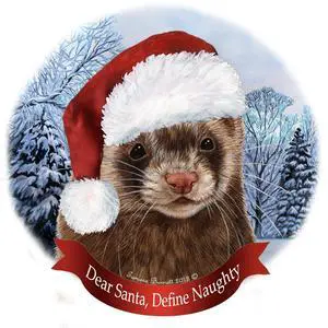 Holiday Pet Gifts Ferret Santa Hat Porcelain Christmas Tree Ornament Holiday Pet Gifts Ferret Santa Hat Porcelain Christmas Tree Ornament