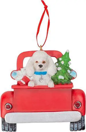 Kurt Adler White Poodle in Back of Truck Hanging Ornament 5 in. High, Kurt Adler White Poodle in Back of Truck Hanging Ornament 5 in. High,