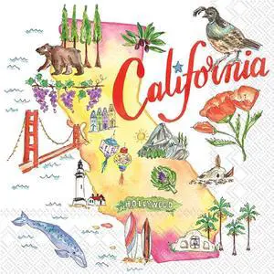 Boston International IHR State Cocktail Paper Napkins, 5 x 5-Inches, California Boston International IHR State Cocktail Paper Napkins, 5 x 5-Inches, California