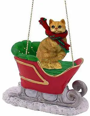 Conversation Concepts Red Shorthaired Tabby Cat Sleigh Holiday Ornament Conversation Concepts Red Shorthaired Tabby Cat Sleigh Holiday Ornament